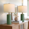 PoKat 23" Dark Green Ceramic Table Lamps Set of 2, Modern Table Lamps for Living Room, Farmhouse Lamps for Bedroom Night Stands…