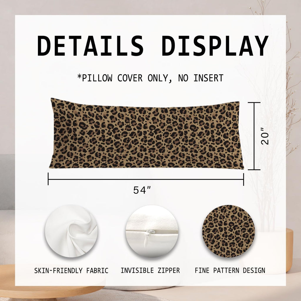 Leopard Print 20x54 Body Pillow Cover, Cheetah Print Room Decor, Trendy Wild Animal Print Aesthetic Decorative Long Body Pillow Cases for…