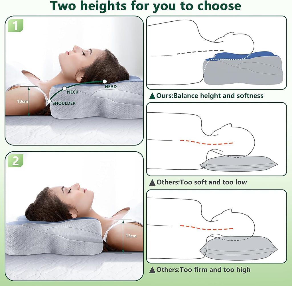 A-Pce PKBD Cervical Pillows for Sleeping, Ergonomic Orthopedic Neck Support Pillow, Memory Foam Pillow with Removable Pillowcase for…