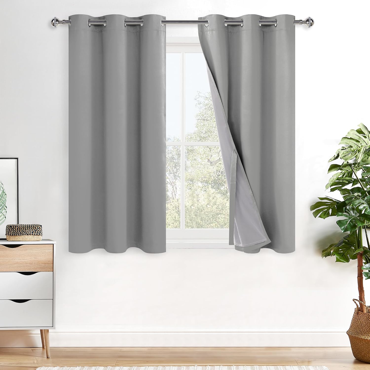 Xwzo 100% Blackout Window Curtains - Thermal Insulated & Completely Room Darkening Black Liner Window Treatment with Tiebacks for Bedroom/L…