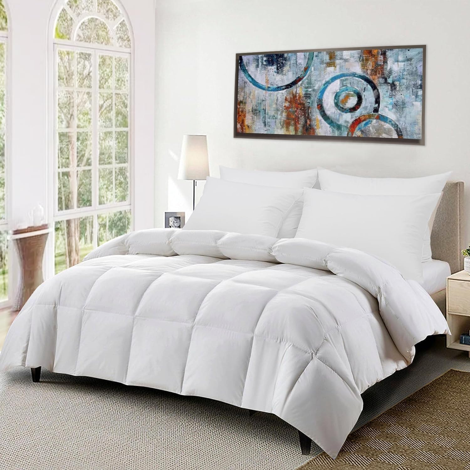 Flat Ultra Thin Bed Pillows Standard/Queen Size Pillow Set of 2 Extra Soft Down Alternative for Stomach Back Sleeping White