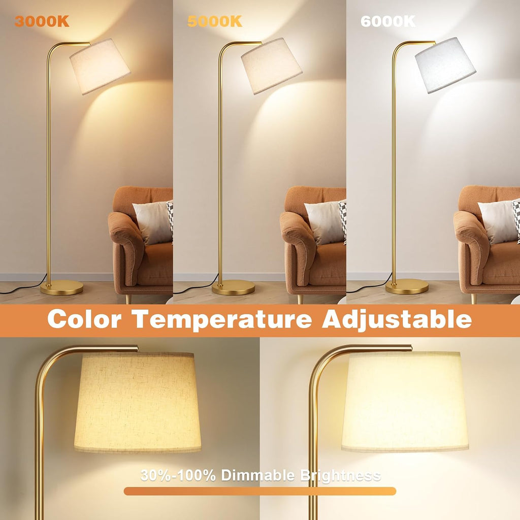 Ambimall Remote-Controlled Floor Lamp - Color Temperature Adjustable and Fully Dimmable, Standing Lamp for Living Room with Rotating…