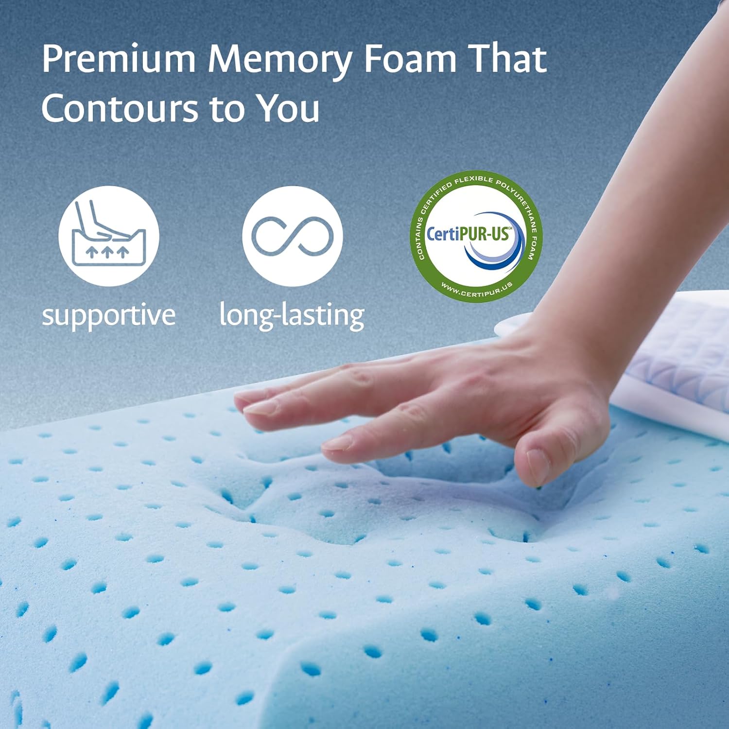 Fulocean Ultra Cooling Pillow for Stomach and Back Sleepers 2.75 Inch, Support Gel Memory Foam Pillow for Neck Shoulder, Low Loft Thi…