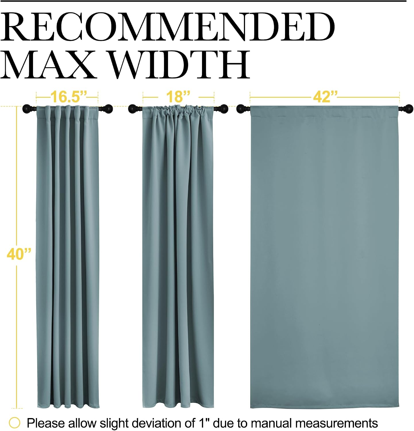 NICETOWN Window Treatment Curtains Room Darkening Drapes - (Greyish Blue Color) 42 Width X 40 Drop Each Panel, 2 Panels Set, Curtains and…