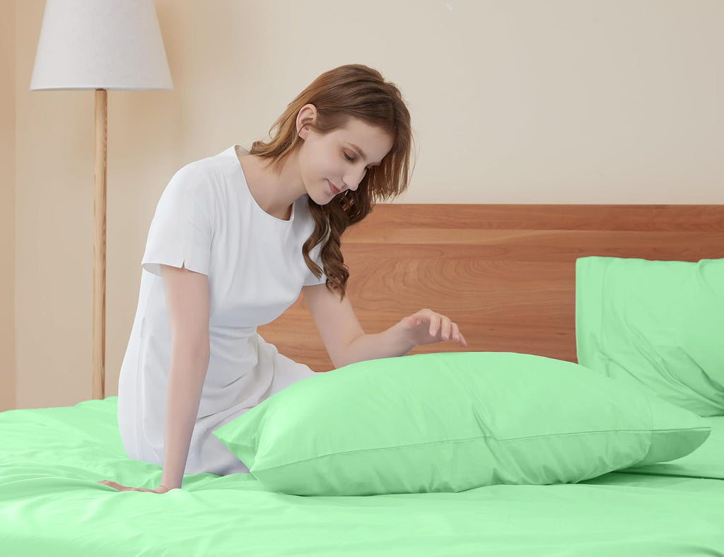 Sunflower King Pillowcases Set of 2, 100% Cotton King Size Pillow Cases 2, 20×40 inches Green Ash, Soft and Breathable