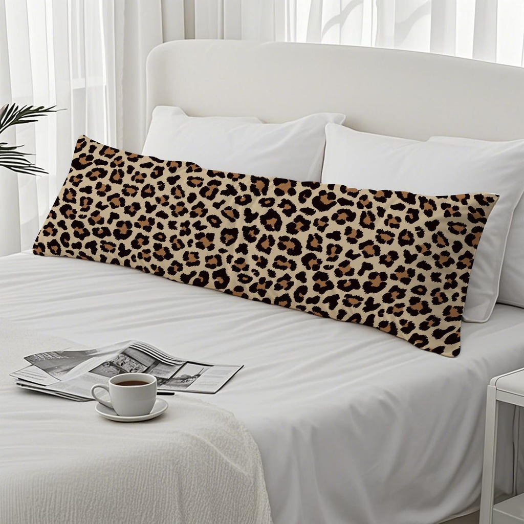 Trendy Leopard Print 20x54 Body Pillow Cover, Cheetah Print Room Decor, Girly Bedroom Dorm Decor, Funky Brown Leopard Animal Skin…