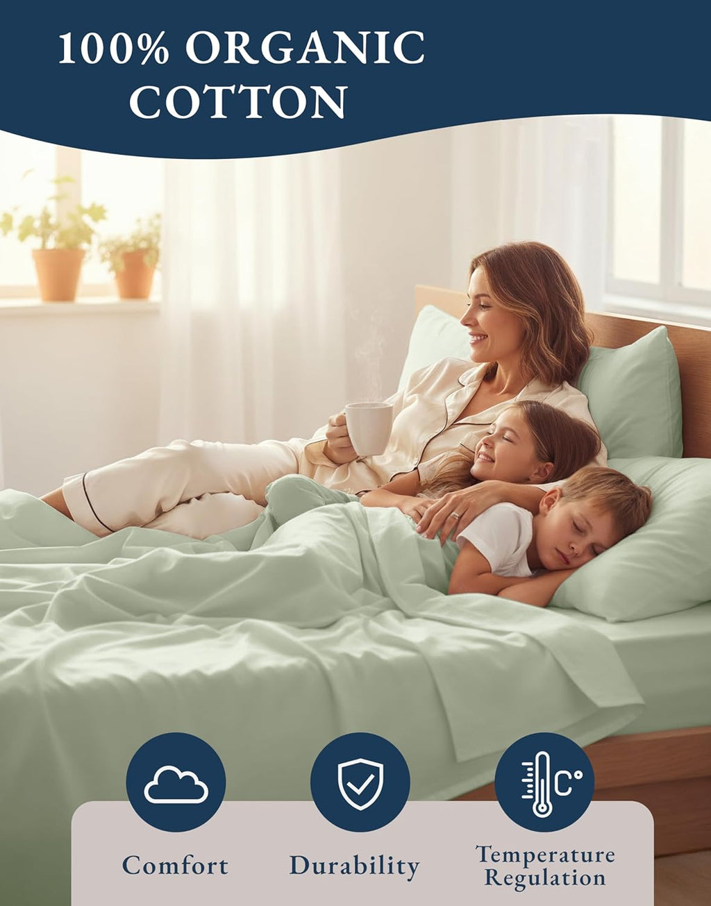 LaneLinen LANE LINEN 100% Organic Cotton Twin Sheets, Soft & Comfy Percale Weave Mercerized Fully Elasticized Reinforsed Seam Naturally Tem…