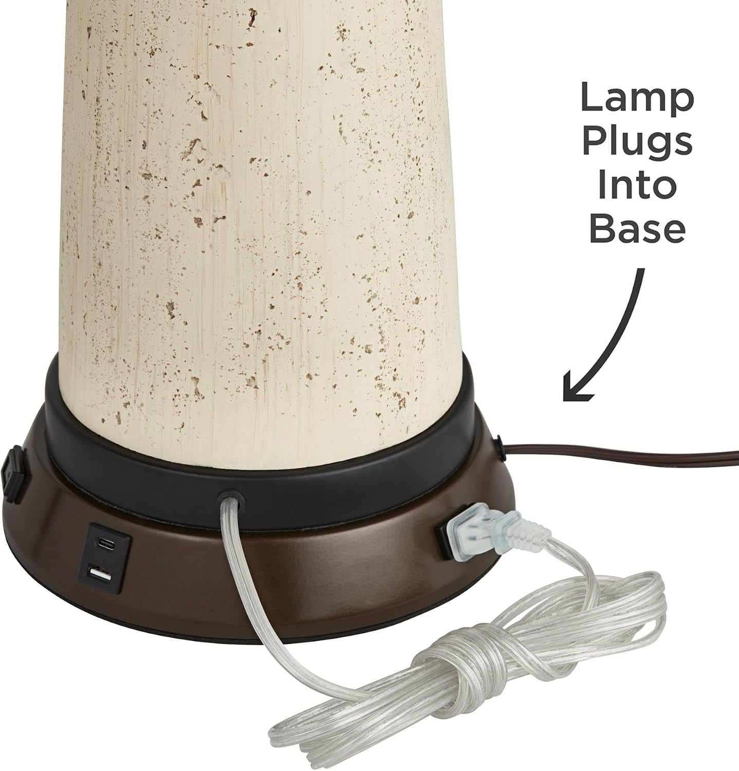 Franklin Iron Works Hunter Rustic Farmhouse Table Lamp with USB and AC Power Outlet Workstation Charging Base 28.75" Tall Bronze Cherry…