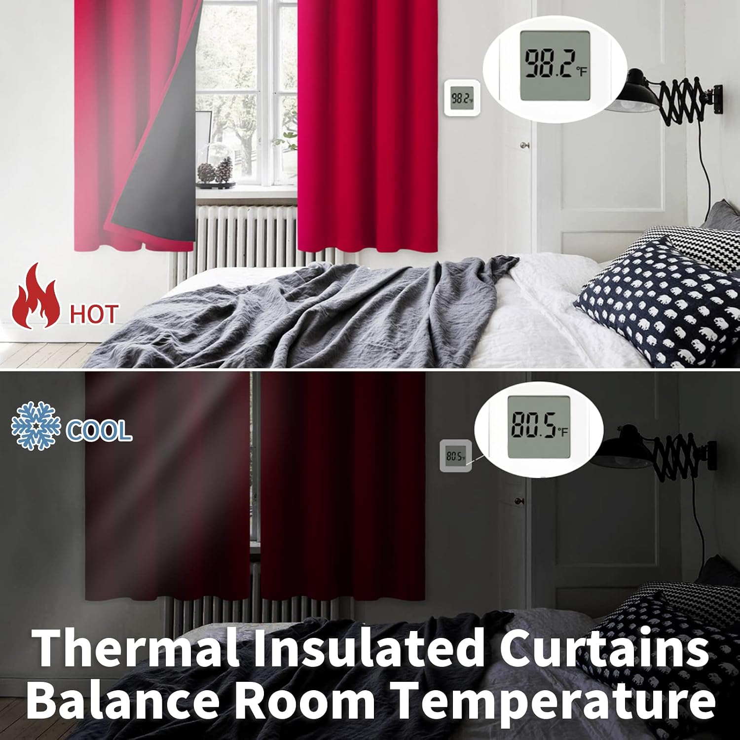 BGment Christmas 100% Blackout Curtains Thermal Insulated with Liner for Living Room Decoration - Grommet Double Layer Energy Saving Bedroo…