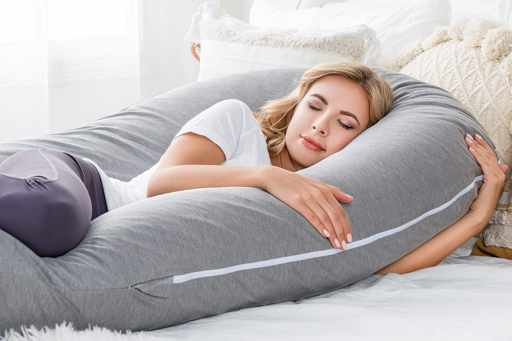 Meiz Pregnancy Pillow, Cooling Silky Pregnancy Pillows for Sleeping, 65" Full Body Maternity Pillow for Tall Pregnant Woman with Cooling Si…