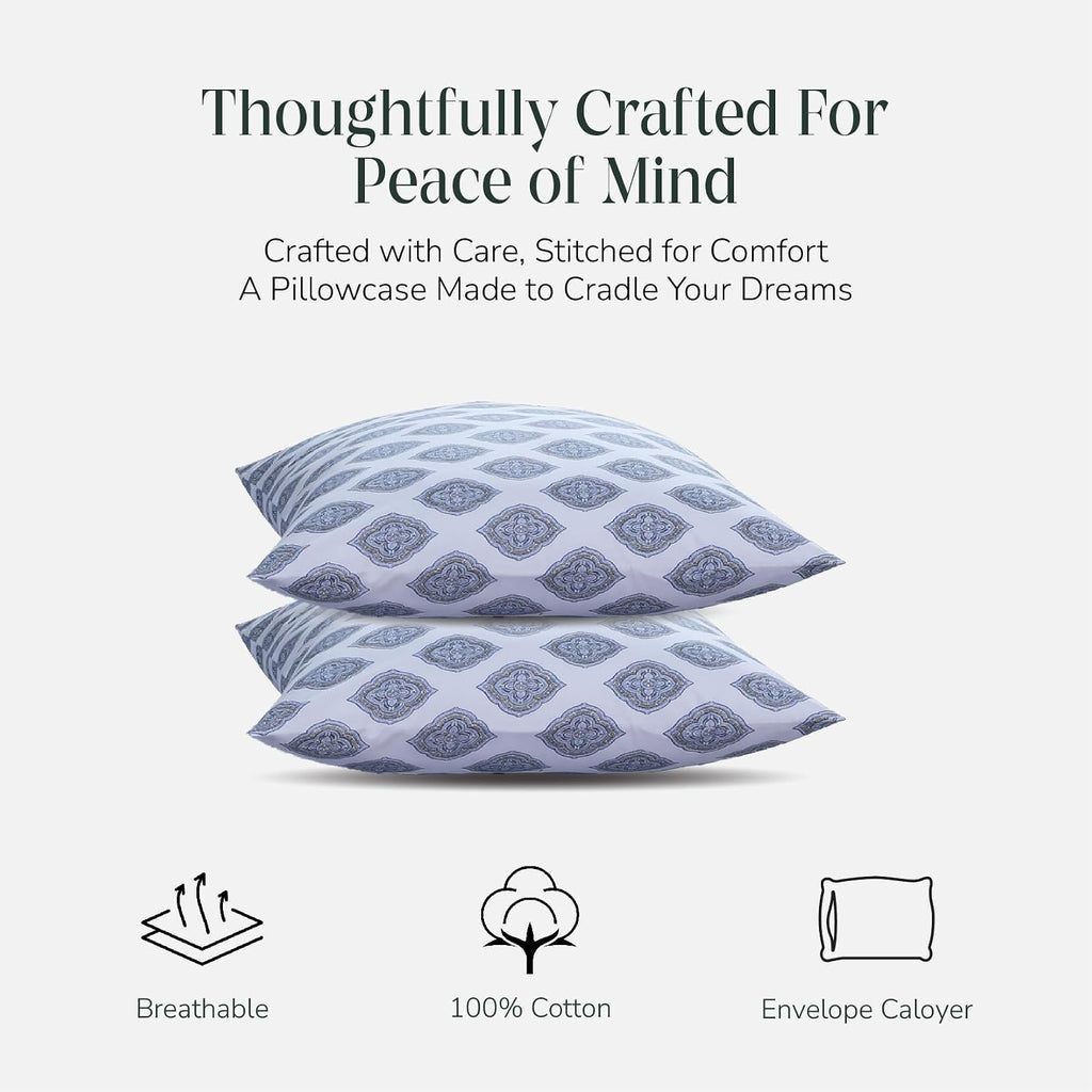 FEATHER & STITCH NEW YORK 100% Cotton 2 Piece King Pillow Cases, 300TC Ultra-Soft Pillowcases with Envelope Closure, Wrinkle- Fade- Stain…