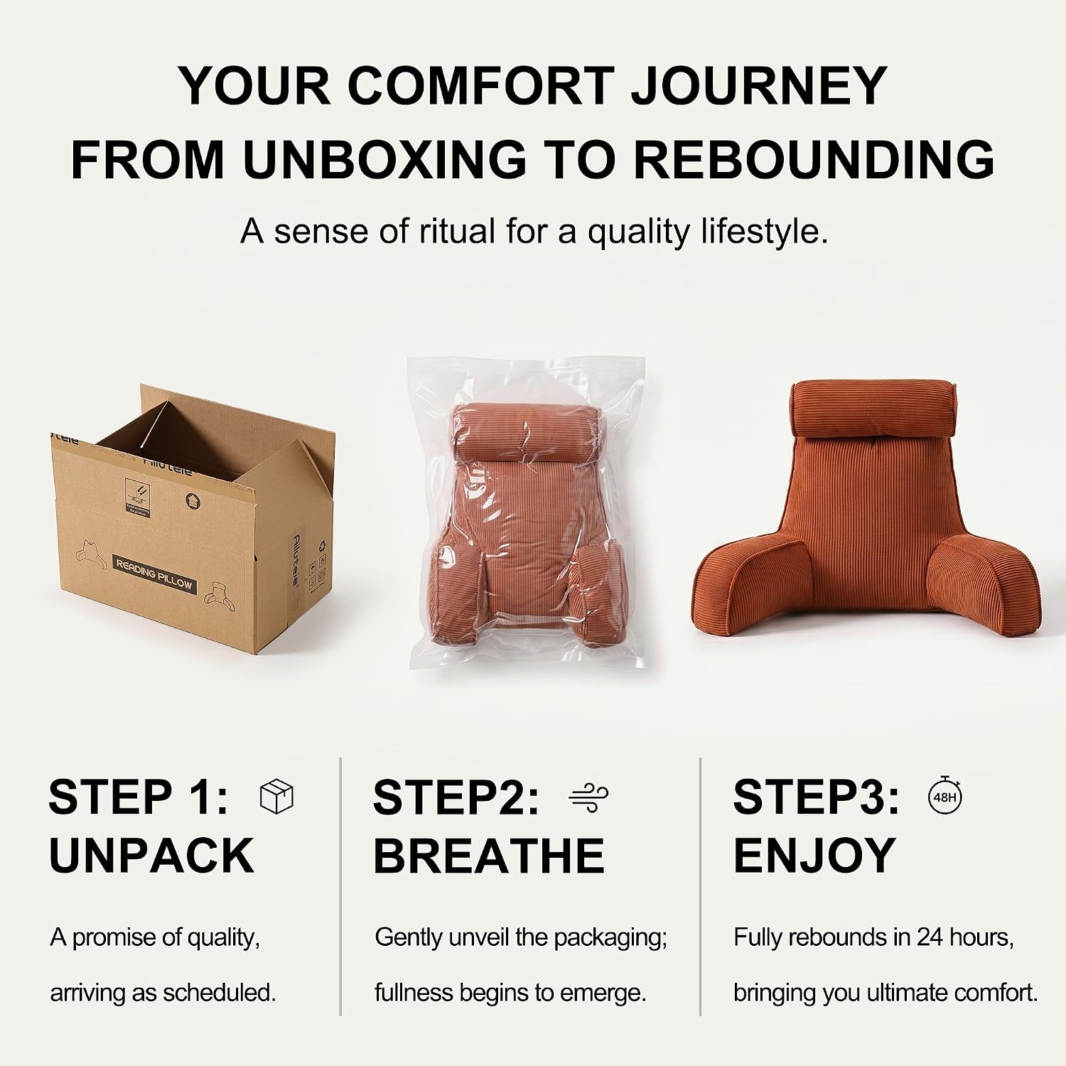 Ailuteie Pillow with Arms for Sitting Up in Bed, Reading Backrest Pillow, Corduroy Back Support Cushion with Side Pockets & Washable Cover,…