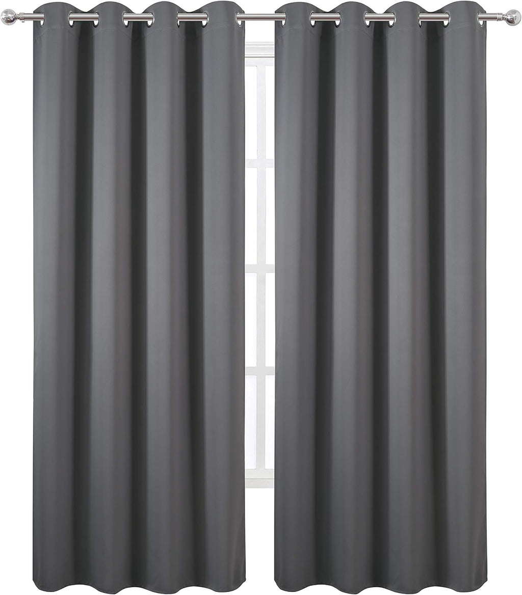 Lemomo Grey Blackout Curtains/52 x 95 Inch/Set of 2 Panels Thermal Insulated Room Darkening Curtains for Bedroom 95 Inch Grey