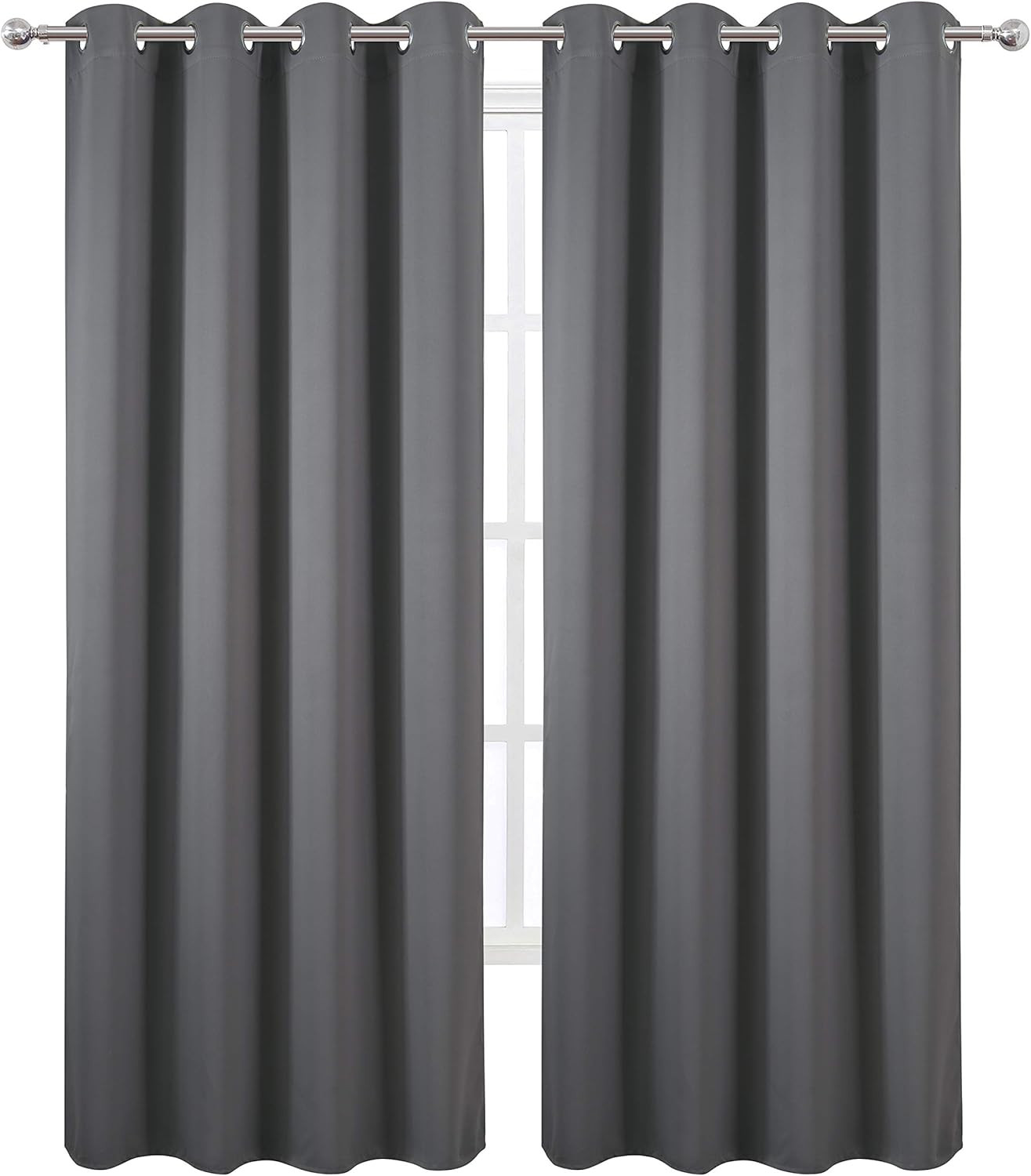 Lemomo Grey Blackout Curtains/52 x 84 Inch/Set of 2 Panels Thermal Insulated Room Darkening Curtains for Bedroom 84 Inch Grey