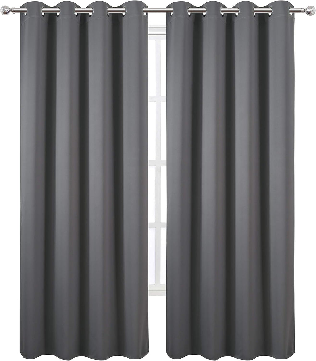 Lemomo Blackout Curtains 66 x 84 inch/Frost Grey Curtains Set of 2 Panels/Thermal Insulated Room Darkening Bedroom Curtains 84 inch Grey