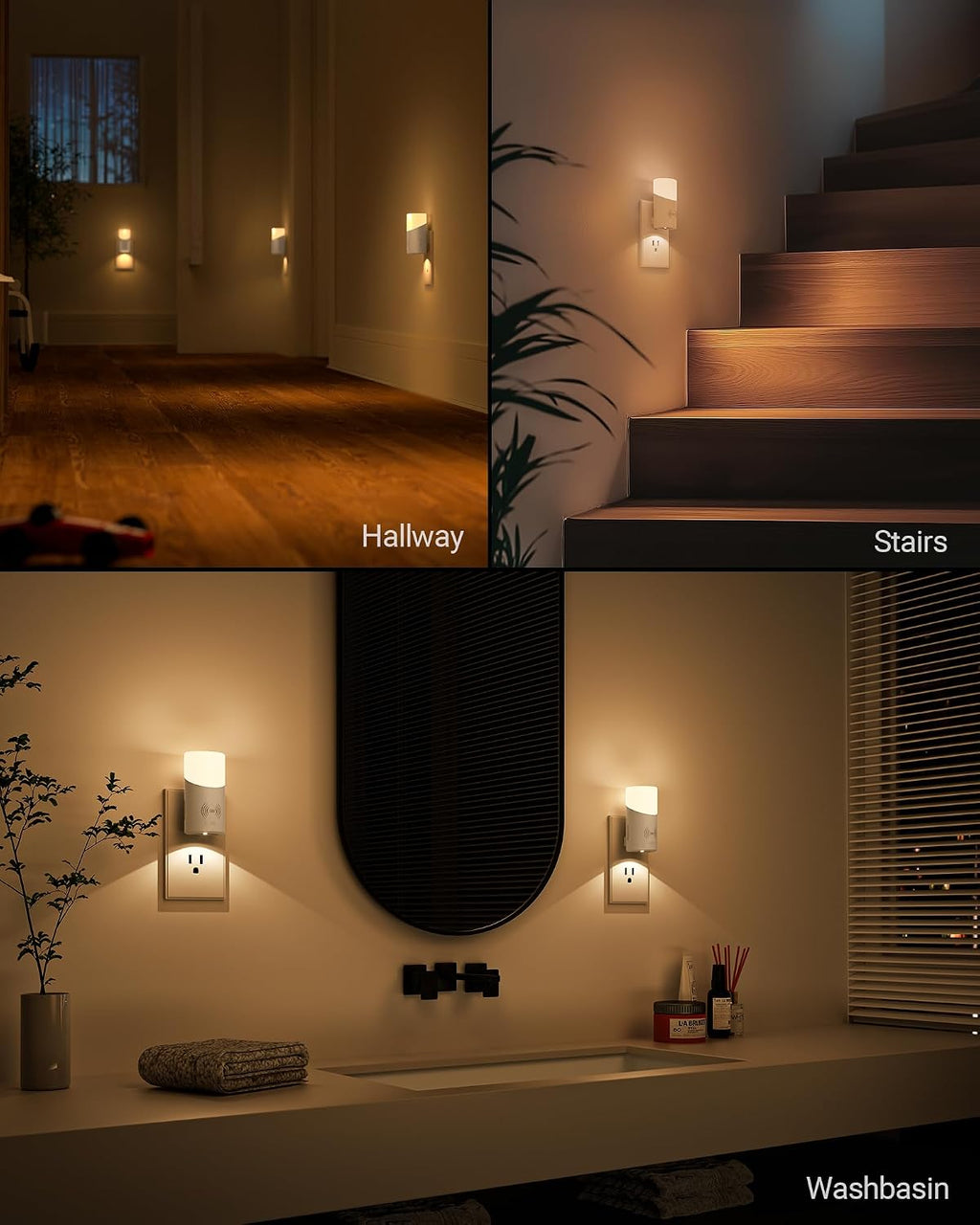Lyridz LED Plug-in Night Light with 360° Motion Sensor, 1-150 Lumens Dimmable Nightlights Indoor for Bathroom, Bedroom, Hallway, Stairs…