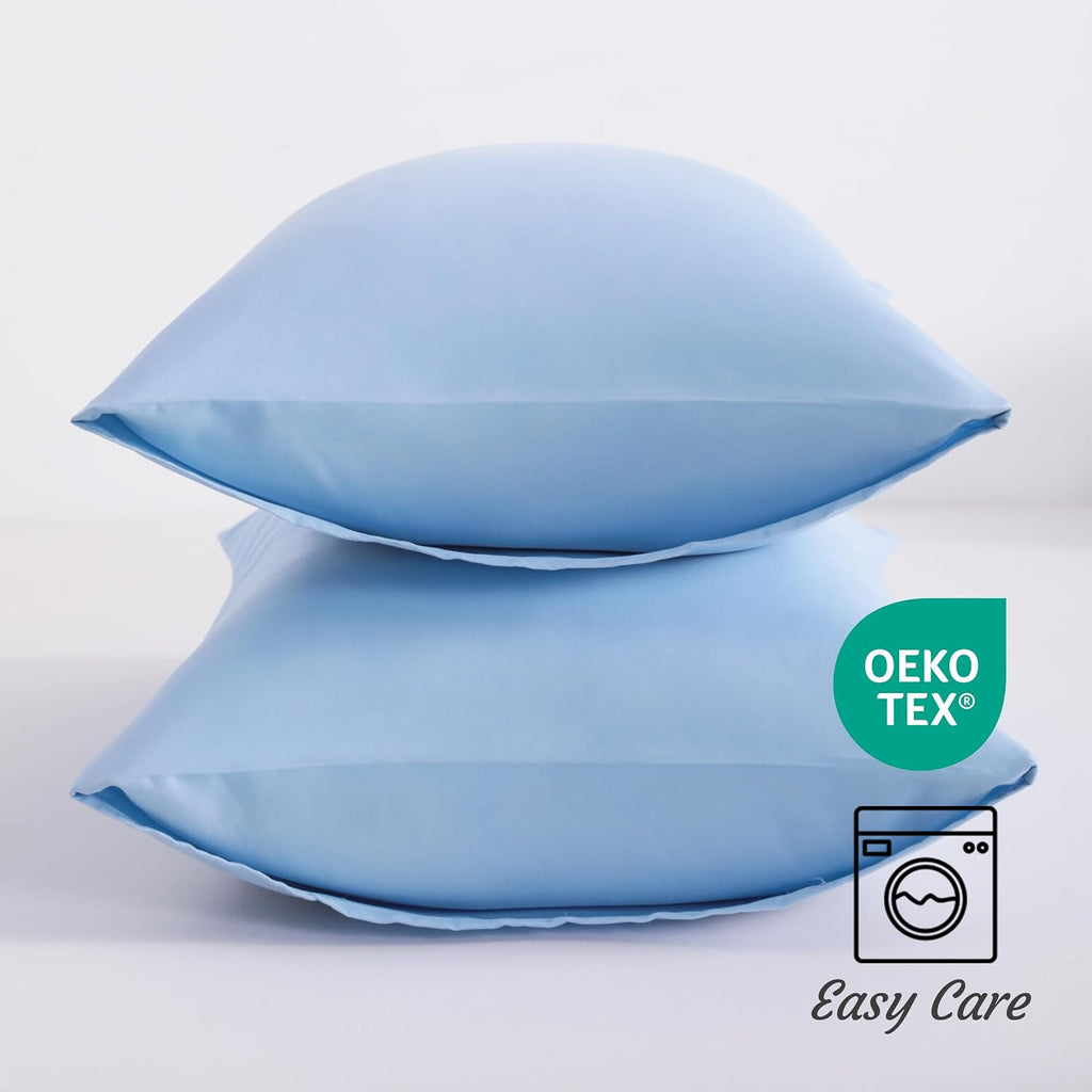 Ntbay Standard Pillow Cases Set of 2, 2 Pack Brushed Microfiber 20x26 Pillow Cases, Soft, Wrinkle, Fade, Stain Resistant Sky Blue Pillow Ca…