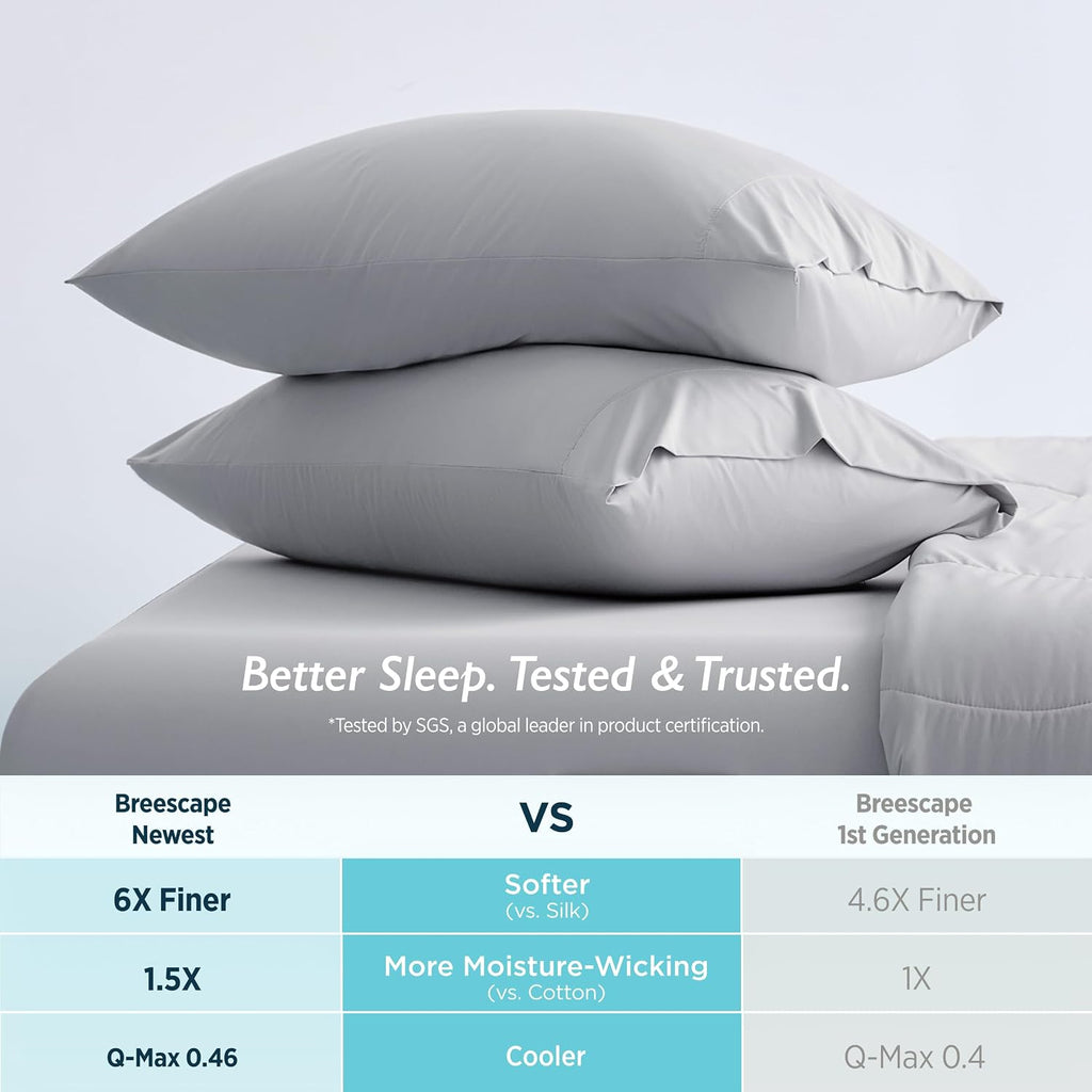 Breescape Cooling Pillow Cases King Size - BlendTekTM Dry & Cool Technology for Hot Sleepers and Night Sweats, Ultra Soft & Smooth Pillowcas…