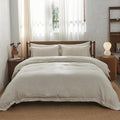 Simple&Opulence 100% Washed Linen Duvet Cover with Embroidered,3 Pieces Soft Farmhouse Comforter Set with Button Closure,1 D…