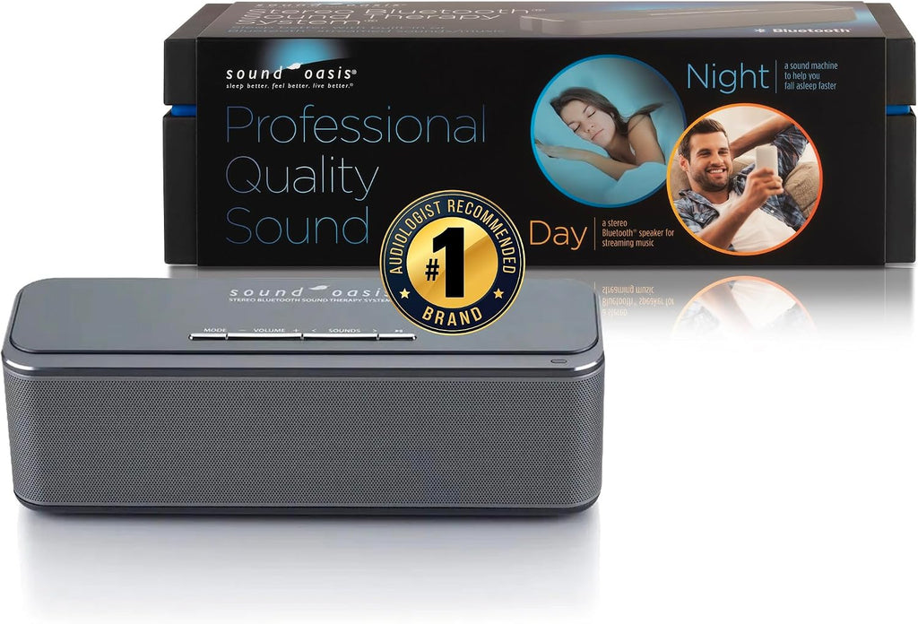 SoundOasis Sound Oasis Stereo Bluetooth Sound Machine for Sleep and Tinnitus Masking, 20 Non-Looping Soothing Sounds Plus Pink Noise, Hi-Fi…