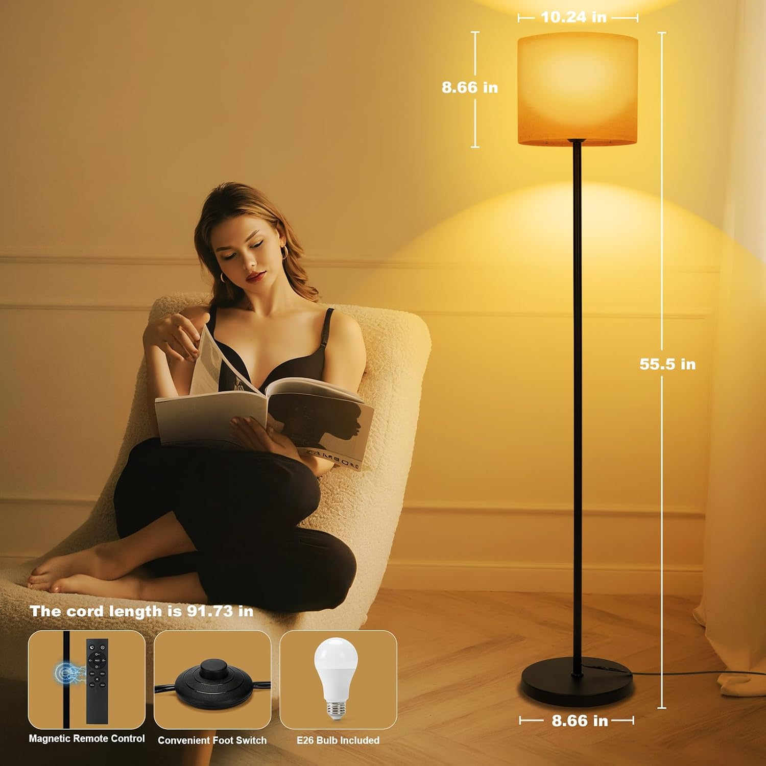 Floor Lamp with Red Light - 670nm Red Night Light for Sleep, 3CCT LED Standing Lamp with Remote, Dimmable Modern Floor Light with Timer…