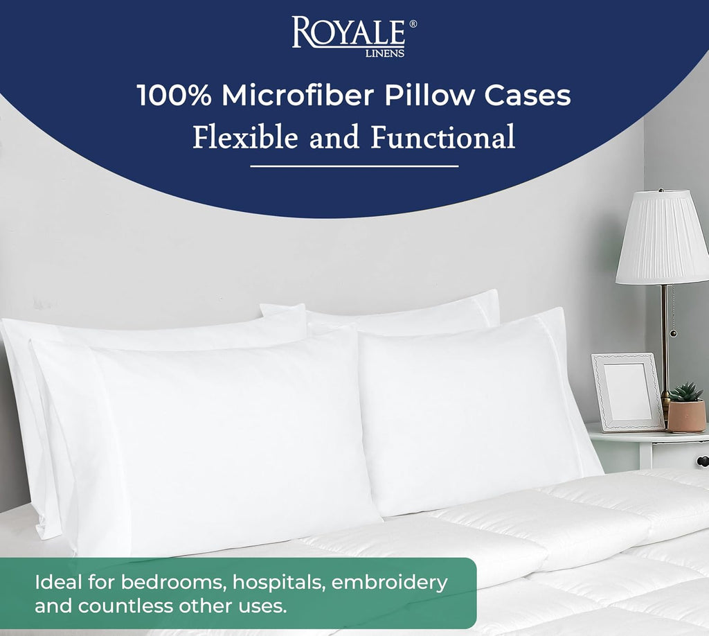 Royalelinens Royale Linens White Pillowcase Set of 12 - Queen 20"x30" Bed Pillow Cover - 1800 Brushed Microfiber - Wrinkle & Fade Resistant…