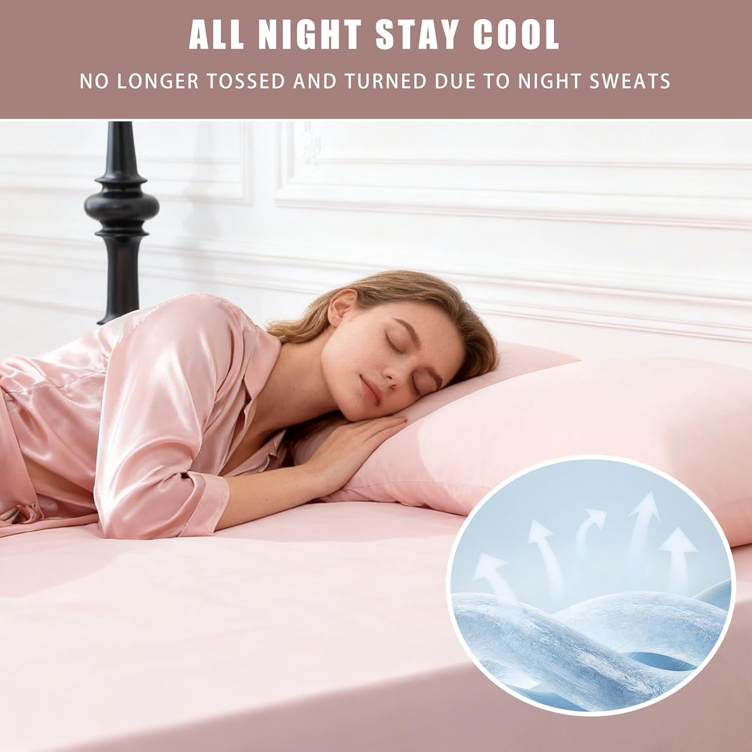 TELUS Cooling Pillowcases King Size 2-Pack, Silky Soft Breathable Pillow Case with Envelope Close, Stay Cool Pillow Cover for Hot…
