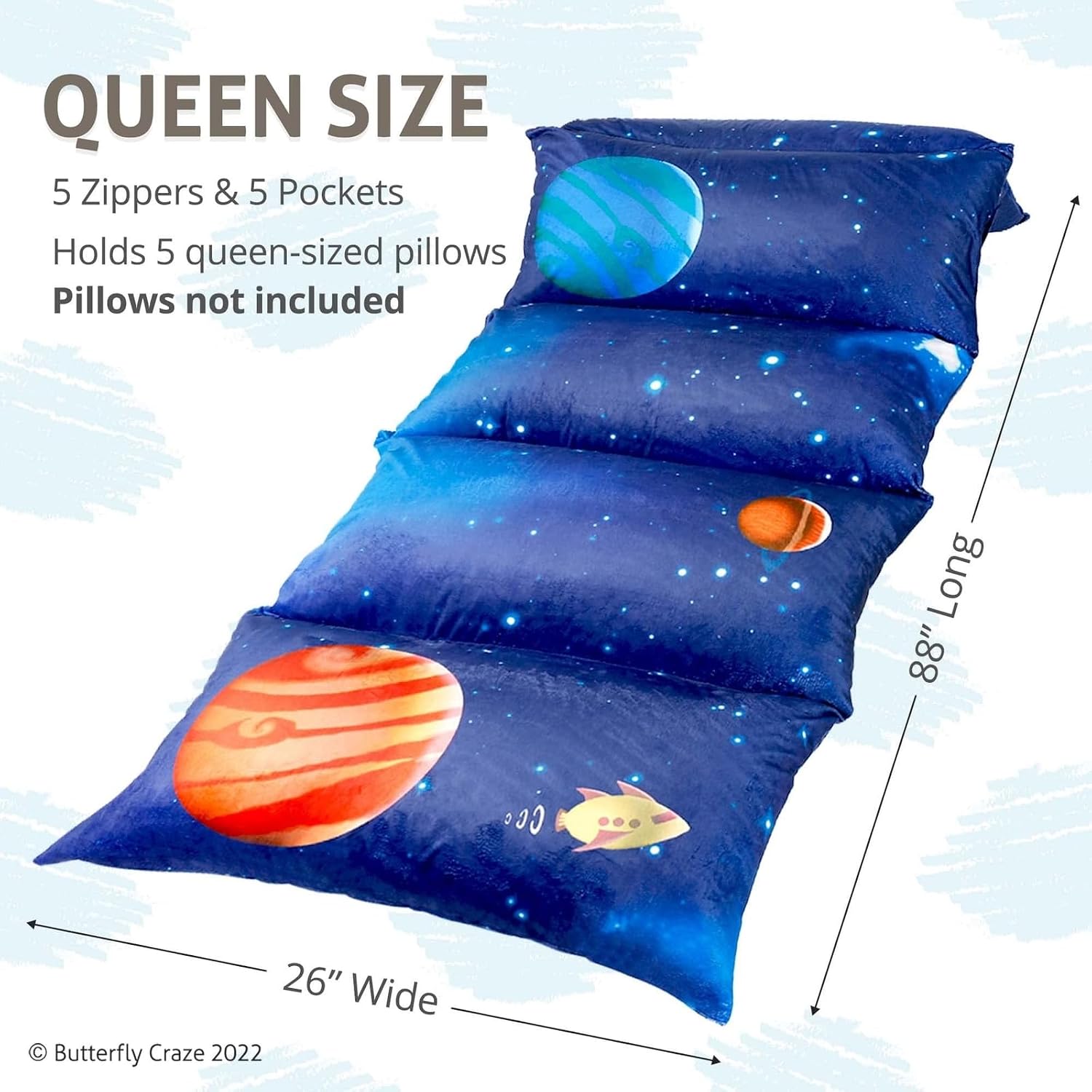 Butterfly Craze Floor Pillow Case - Customizable Queen Floor Bed Insert - Plush Lounger & Studio Apartment Essential - Machine Washable…