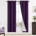 Yakamok Room Darkening 100% Blackout Curtains Grommet Window Treatments with 2 Thick Layers-Purple Thermal Insulated Drapes Set of 2 Panels…