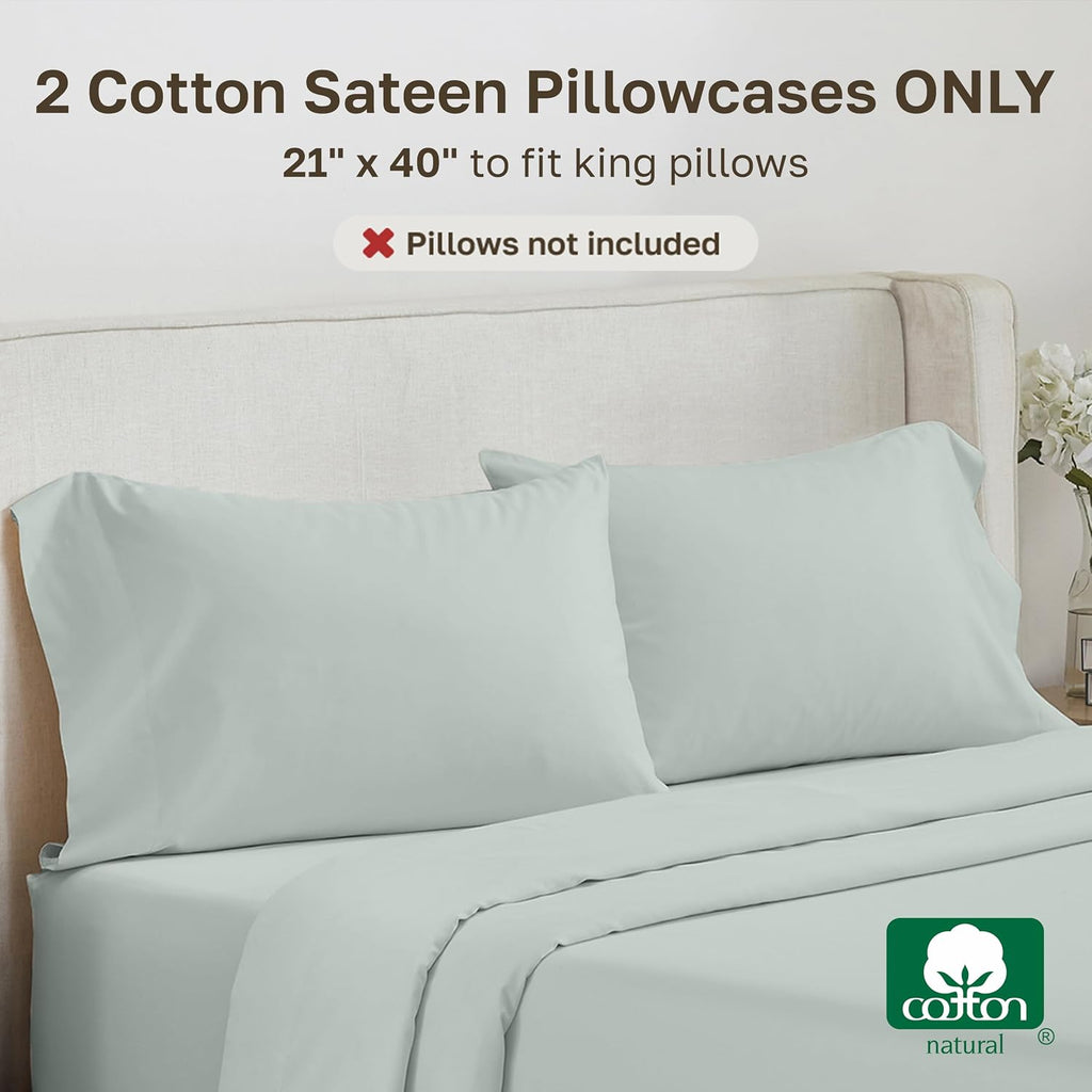 CALIFORNIA DESIGN DEN Soft & Silky 500 Thread Count 100% Cotton Sateen, Cool & Smooth with A Classic Opening, Set of 2 King Pillow Cases…