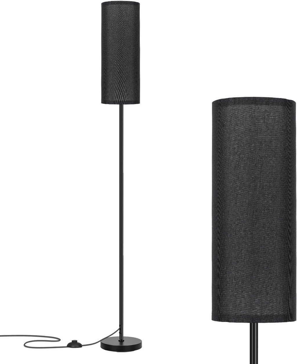 Fridekohome FRIDEKO HOME Black Shade Floor Lamp with, Simple Design with Foot Pedal Switch, Small Tall Lamps for Living Room Bedroom Office…