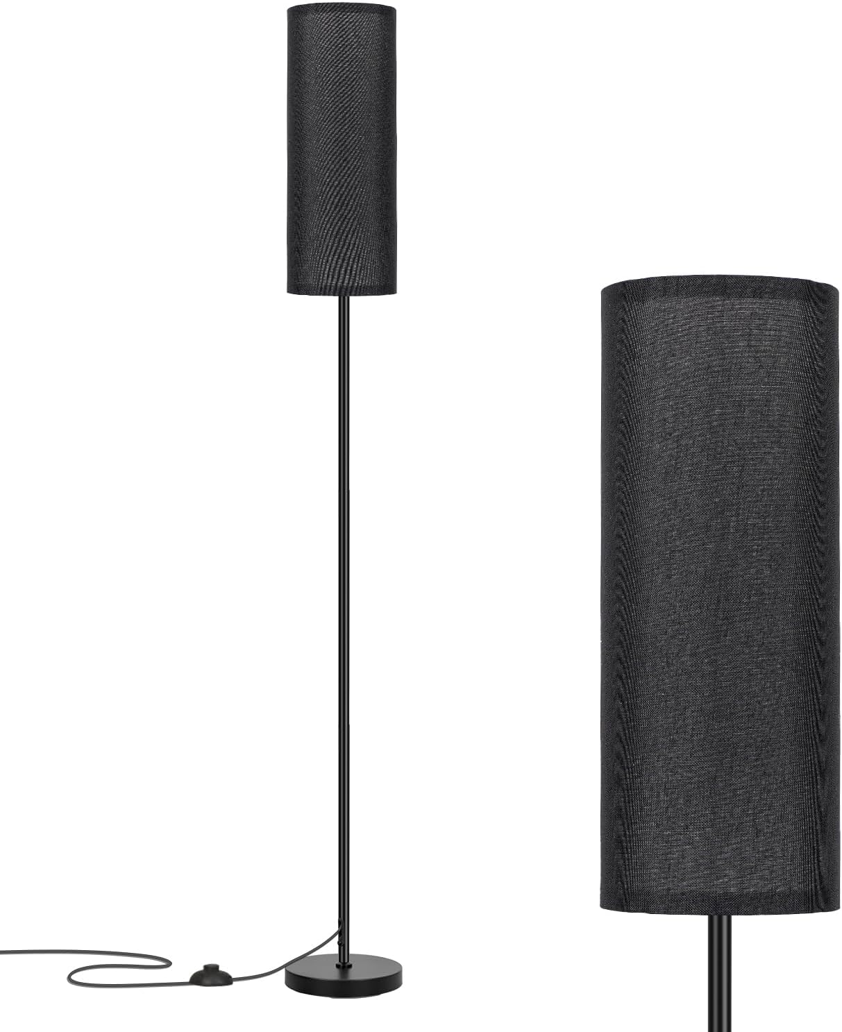 Fridekohome FRIDEKO HOME Black Shade Floor Lamp with, Simple Design with Foot Pedal Switch, Small Tall Lamps for Living Room Bedroom Office…