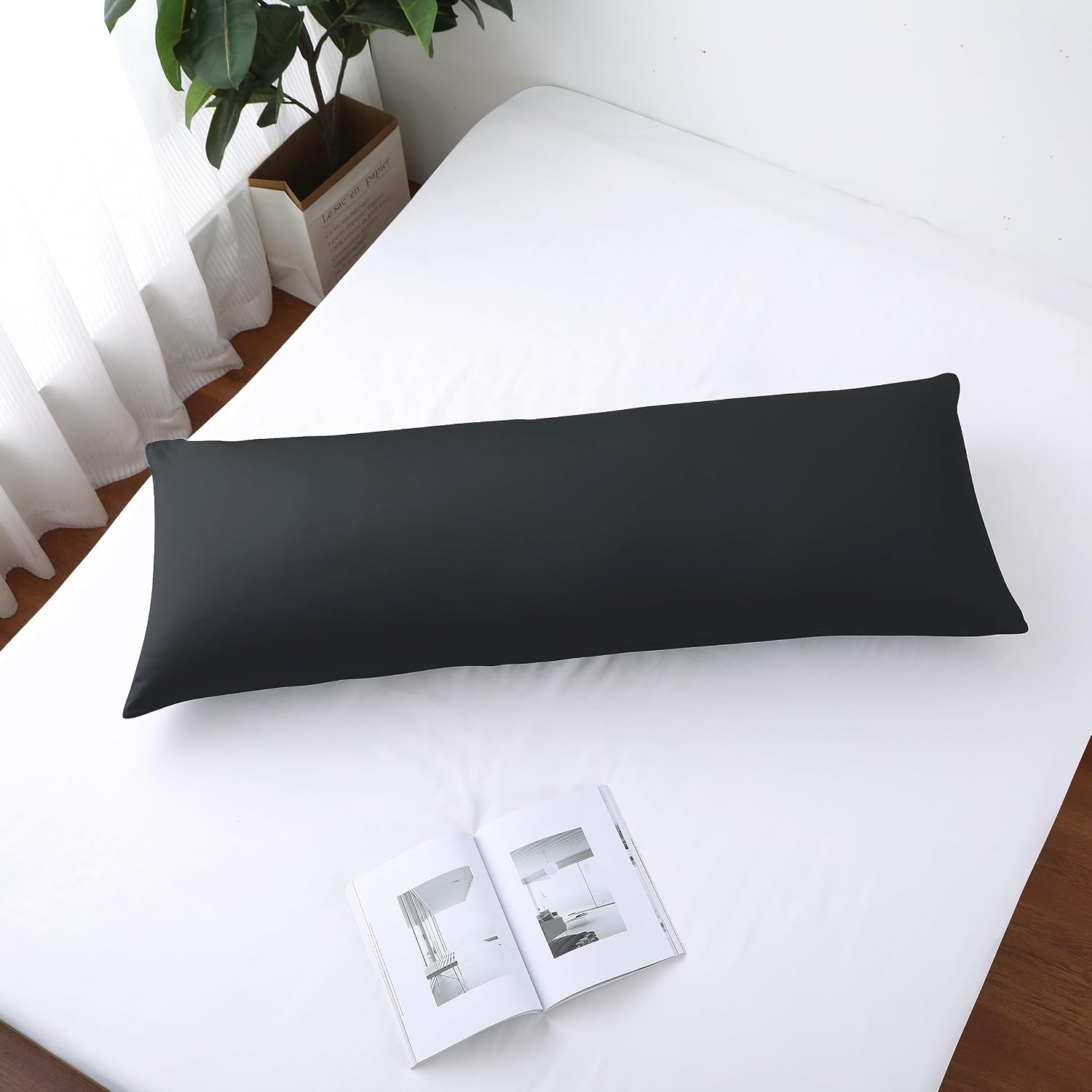 ShunjieHome 100% Egyptian Cotton Body Pillow Cover Long Pillow Case, 600 Thread Count Bed Pillow Protector with Zipper, Sateen Weave Coolin…