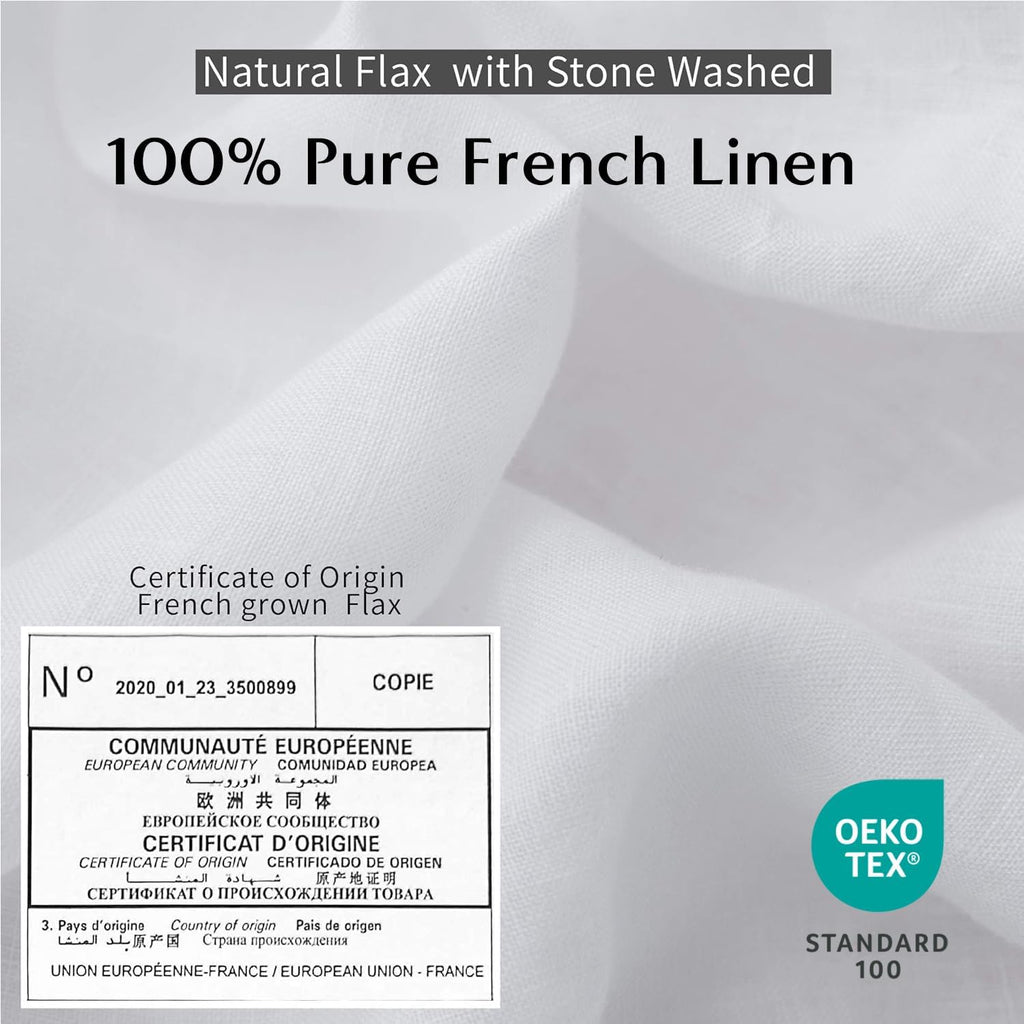 Simple&Opulence 100% Washed Linen Duvet Cover with Pom Pom Trim, Natural French Flax Bedding Set Soft Breathable,1 Farmhouse…