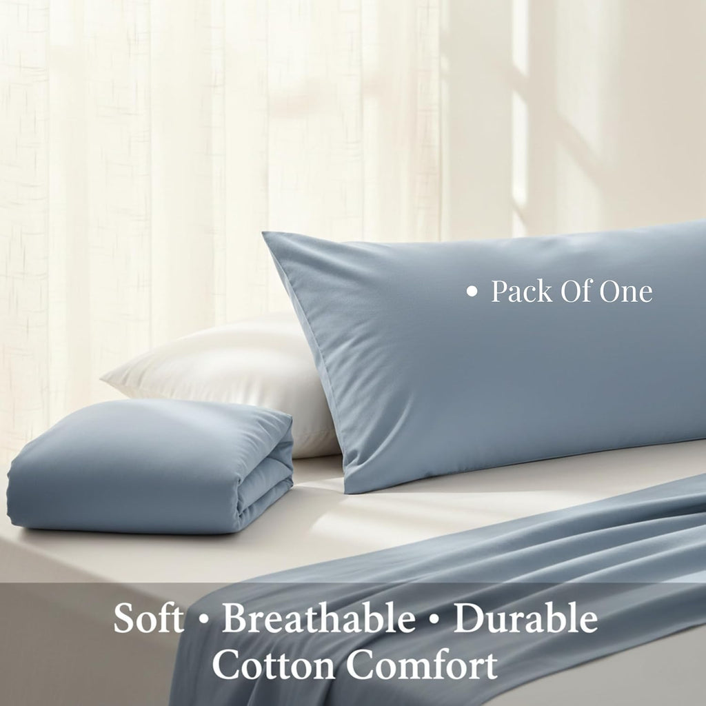 Egyptian Cotton Body Pillowcase 20x48 Inch, 600 Thread Count Sateen Weave, Zipper Closure Long Pillow Cover, Cooling Soft Breathable Body…