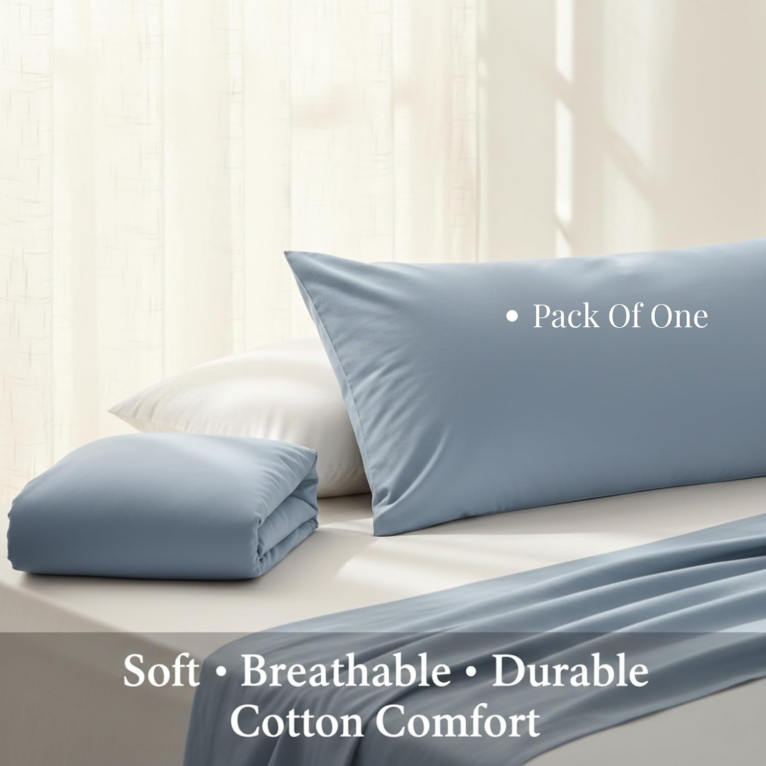 Egyptian Cotton Body Pillowcase 20x48 Inch, 600 Thread Count Sateen Weave, Zipper Closure Long Pillow Cover, Cooling Soft Breathable Body…