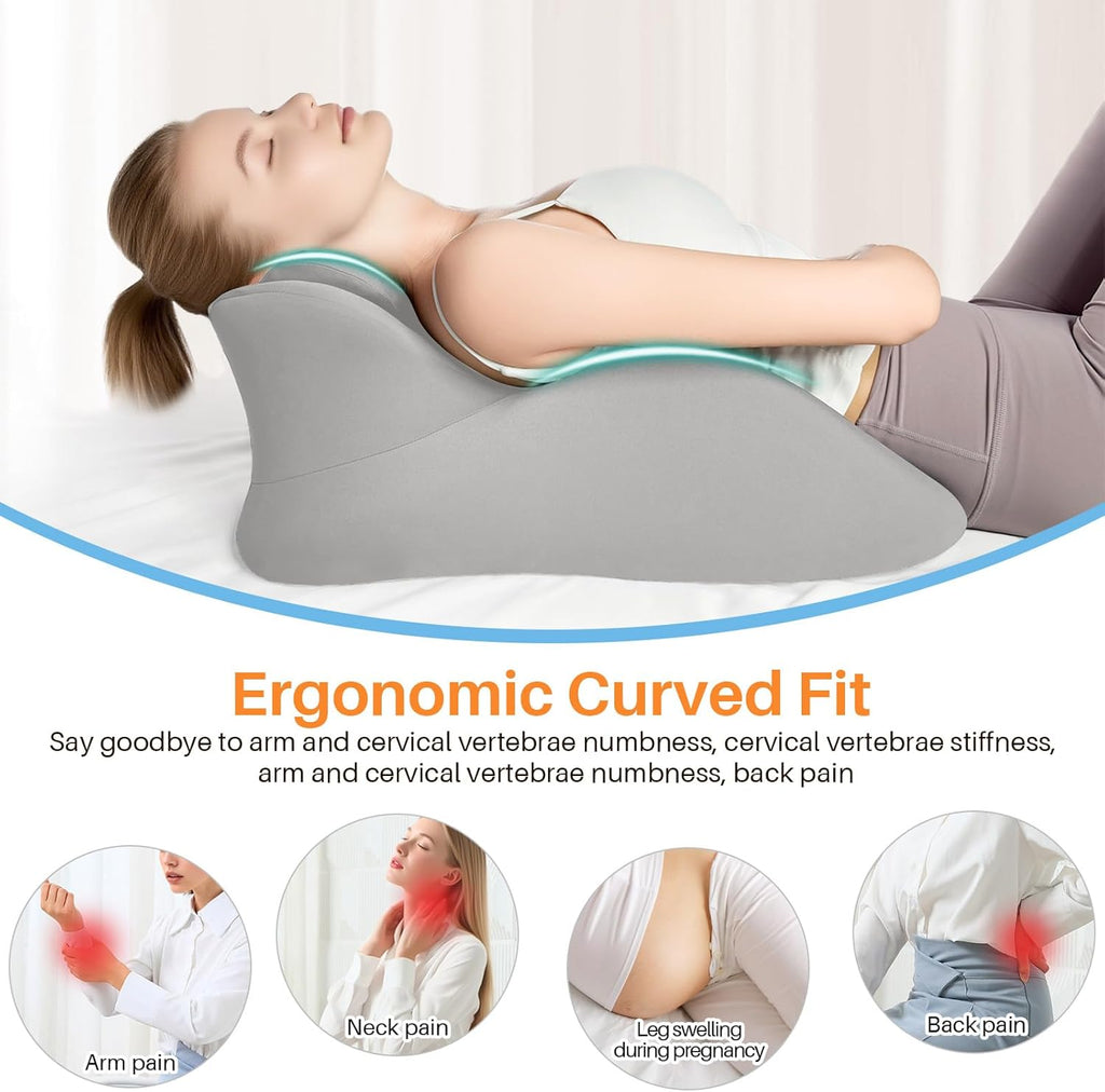 eleELEOPTION ele ELEOPTION Memory Foam Ergonomic Wedge Pillow Prone Reading Pillow for Bed Sofa Stomach Back and Neck Support Sitting Up wi…