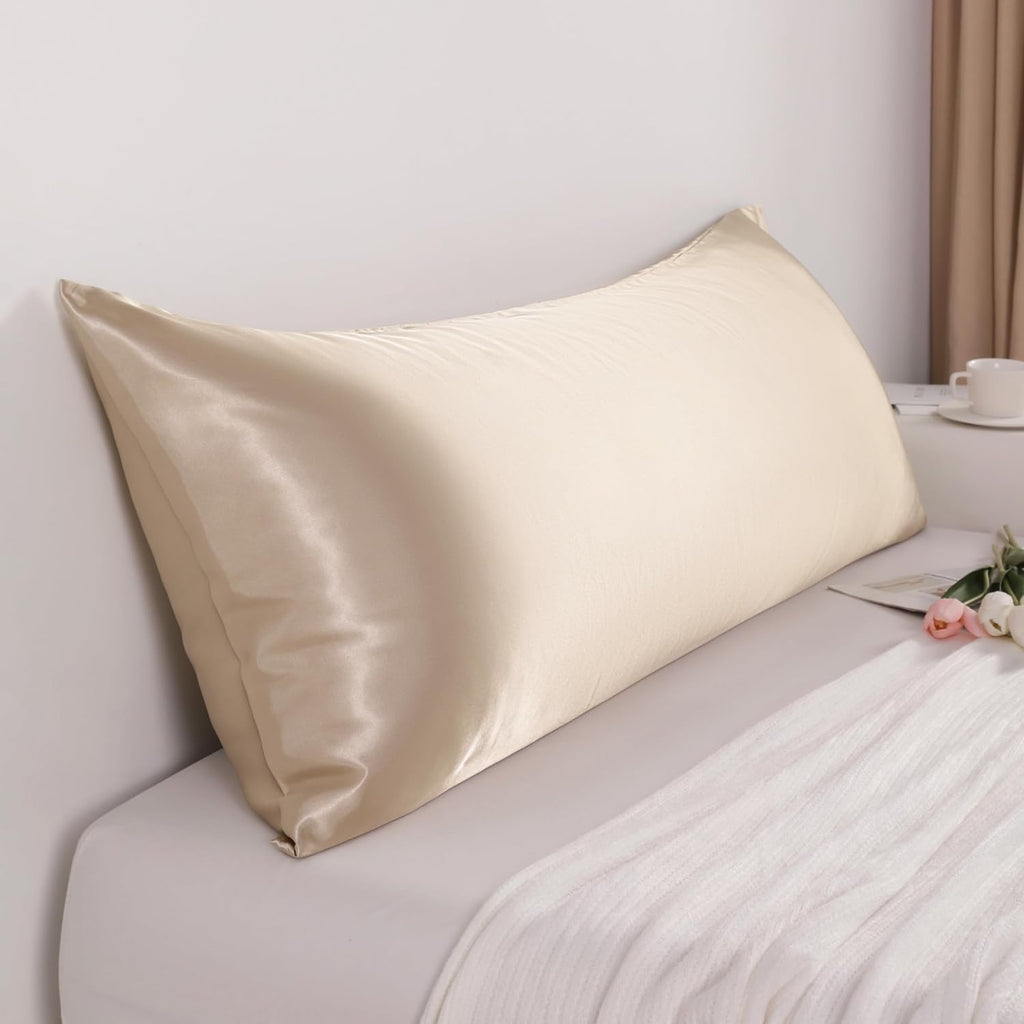 Ntbay Satin Body Pillowcase for Hair and Skin, Luxurious and Silky Pillow case with Envelope Closure, 20x54 Inches, Taupe 54 Inches