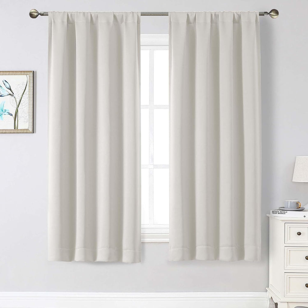 WelvetBLK Natural Curtains for Bedroom Living Room 63 Inch Length 2 Panels Set, Soft Solid Light Filtering Thermal Insulated Window Treatme…
