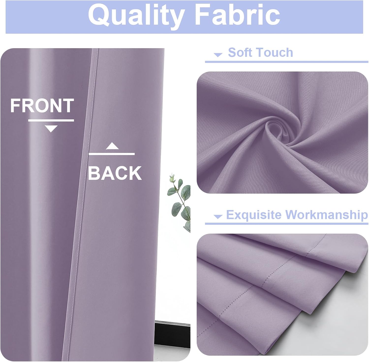 Simplebrand Ava Lilac Blackout Curtains for Bedroom, 78 Inch Length, 2 Panels Set, Privacy Thermal Insulated Rod Pocket Window Curtains for…