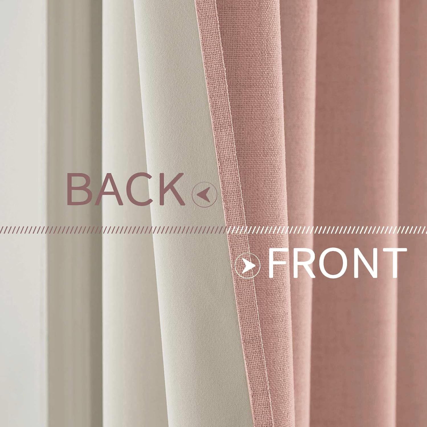 Miulee Linen Curtains for Bedroom 100% Blackout Thermal Insulated Blush Pink Grommet Room Darkening Curtains & Drapes for Living Room Nurse…