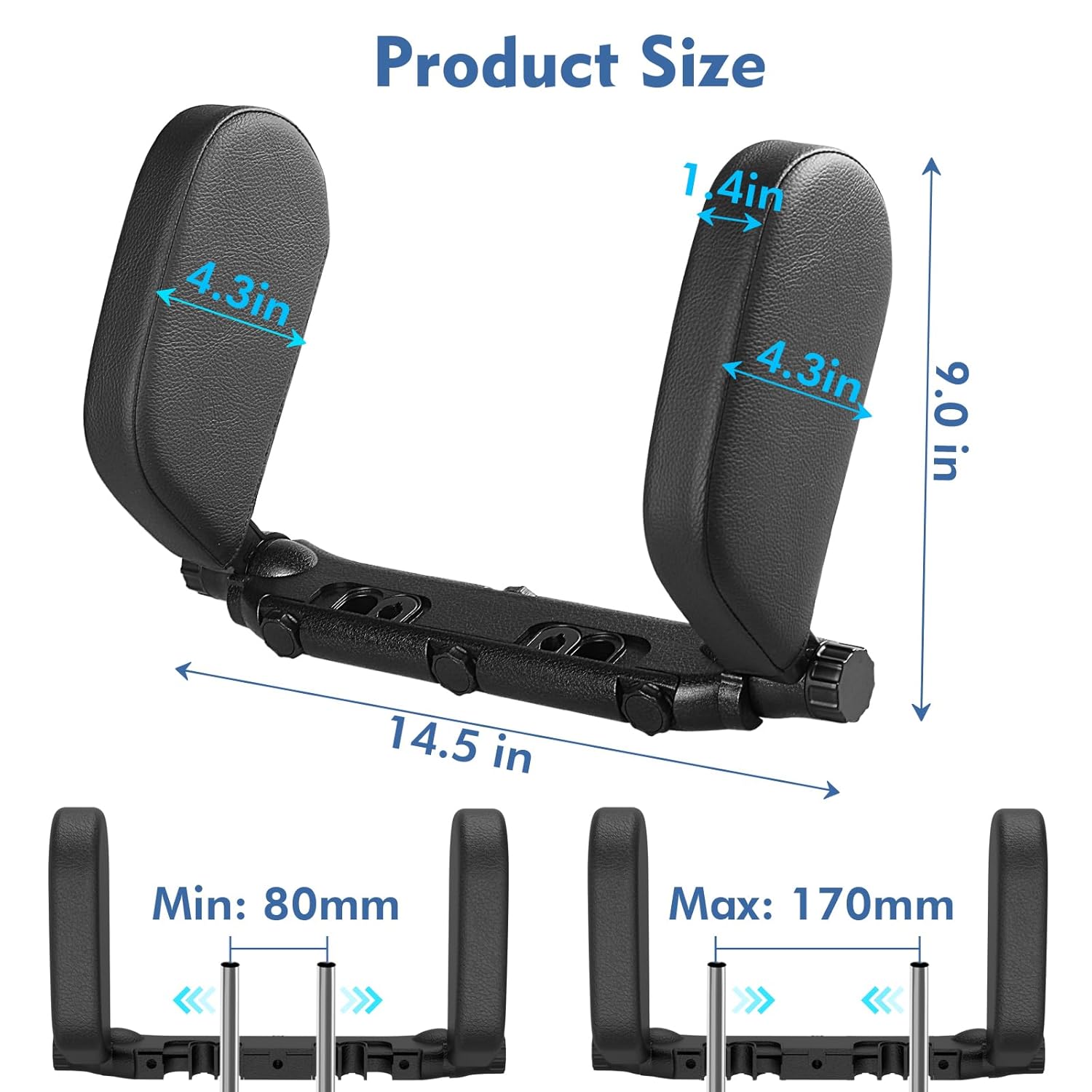 JZCreater Car Headrest Pillow, 180°Adjustable Head Neck Support Pillow, U- Shaped, Travel Sleeping Car Headrests, Only for Car Seat…