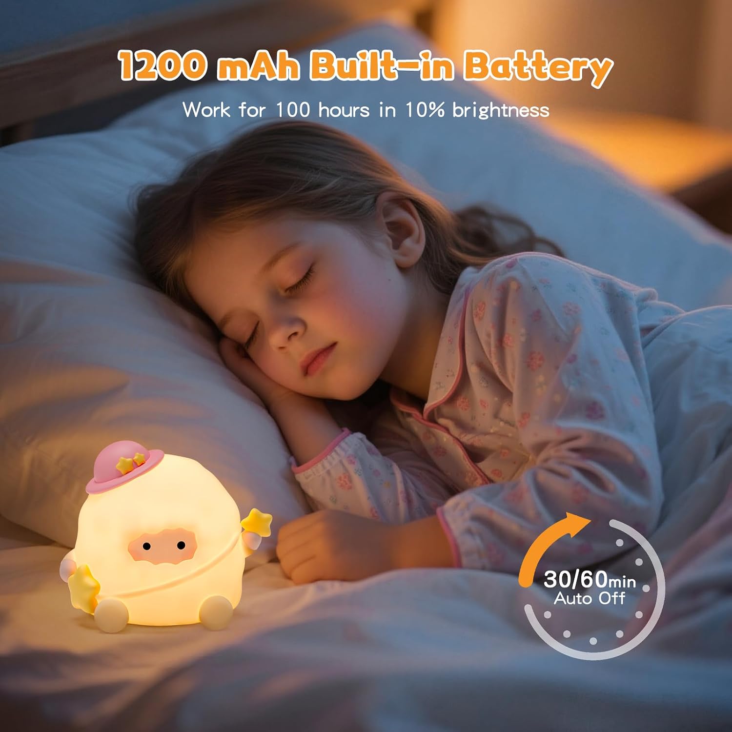 Baby Night Light, Touch Control Rechargeable Nursery Lamp with Dimmable Soft Light, Portable 3 Brightness Level and 7 Colors LED…