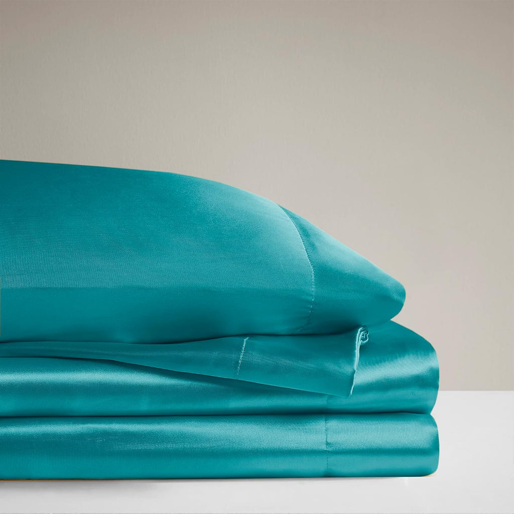 Madisonpark Madison Park Essentials Satin Sheet Set Luxury and Silky with Natural Sheen, Elastic 14" Pocket fits up to 16" Mattress, All Ar…