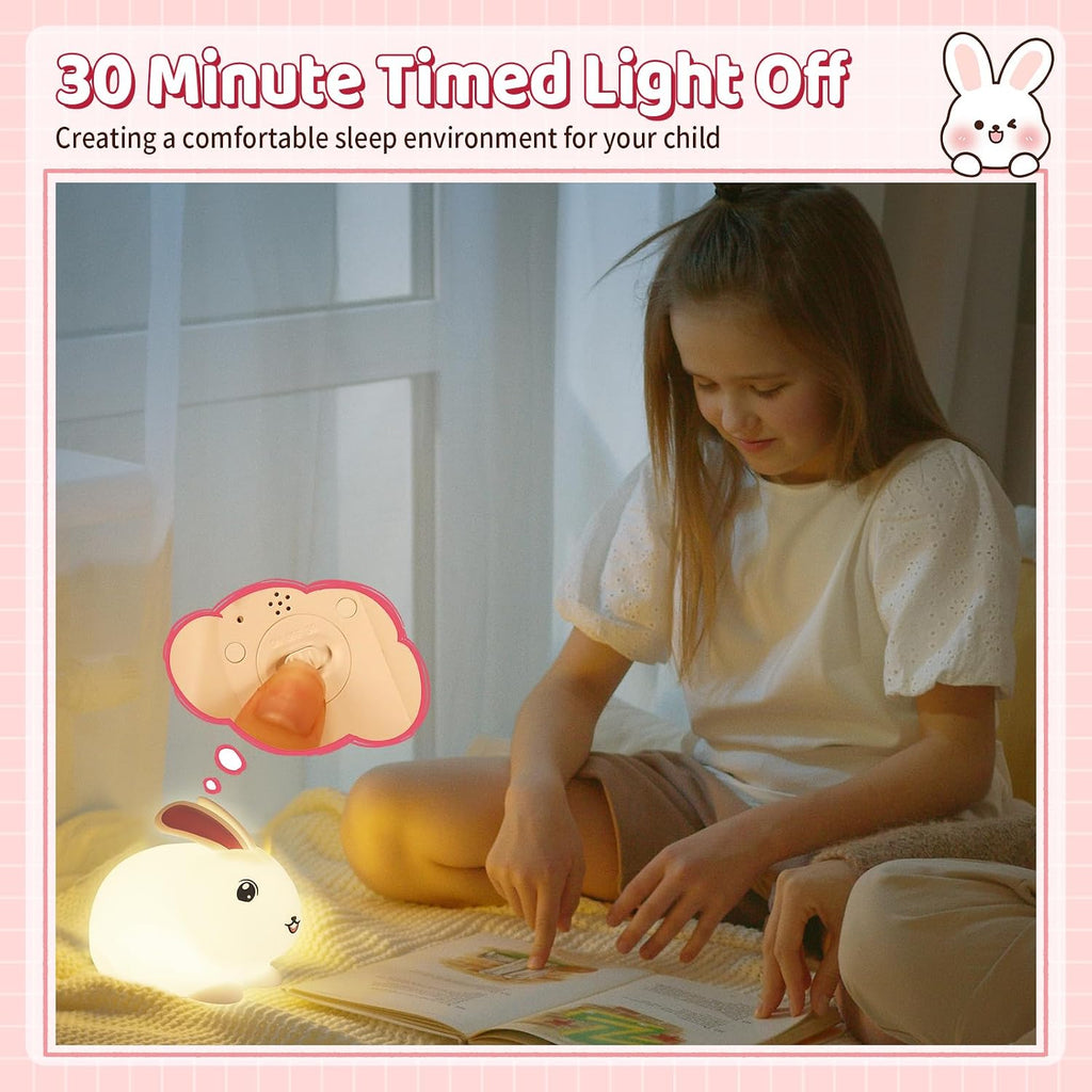 Saluoke Baby Night Light 7-Color: Soft Silicone Nursery Light for Kids Room Decor with Portable Rechargeable Cute NightLamp Animal Lights -…