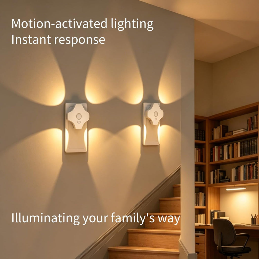 LED Motion Sensor Night Light, [2-Pack] Plug in Night Light with Motion Sensor and Dusk to Dawn Sensor, Brightness Adjustable, 3000K Soft…