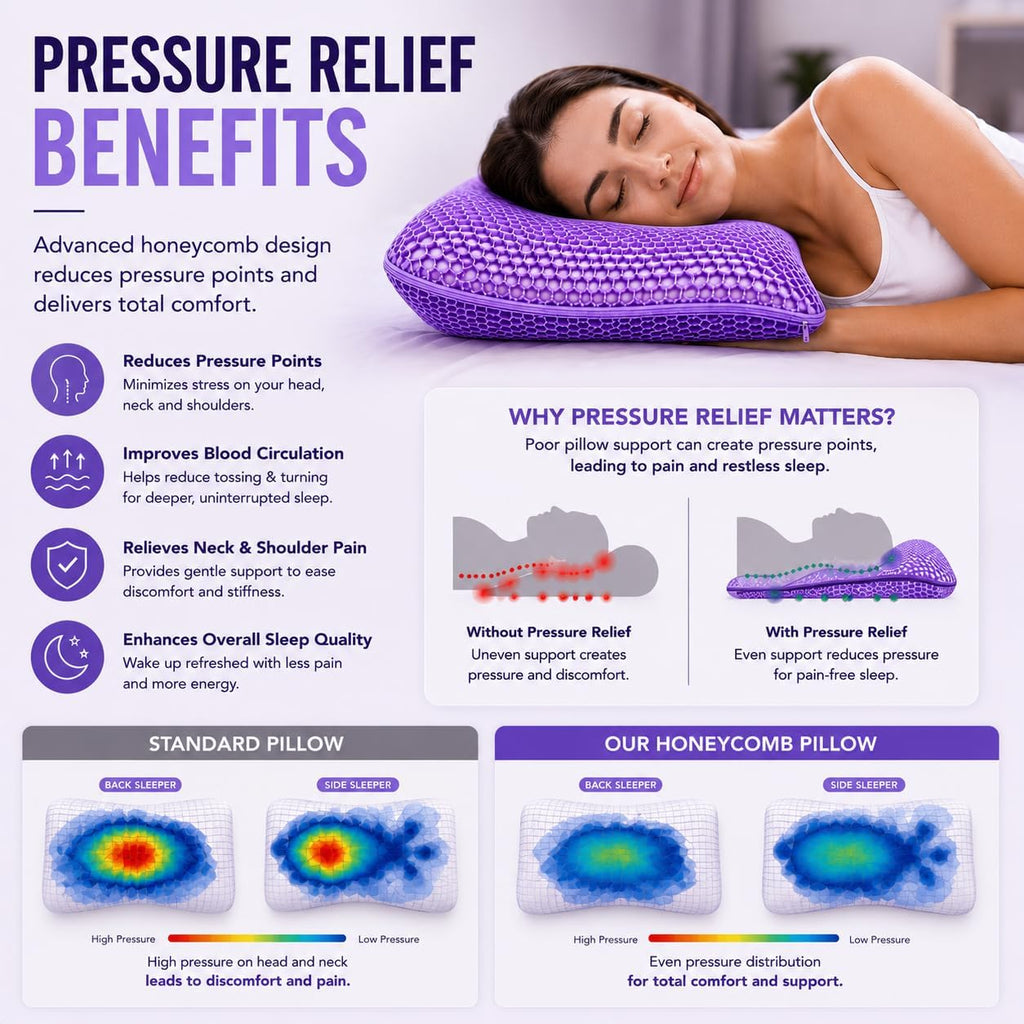 Cooling Gel Memory Foam Pillow for Neck & Shoulder Support | Breathable Honeycomb Design | Soft Ergonomic Bed Pillow for Side & Back…