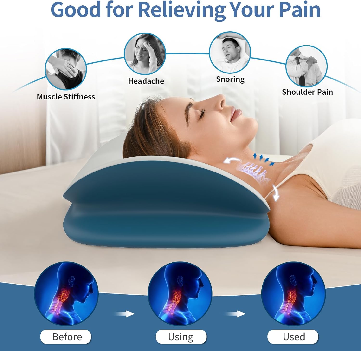 Olumoon Cervical Neck Pillow - Ergonomic Memory Foam Contour Pillows for Side, Back & Stomach Sleepers, Cervical Pillow for Neck Support Sl…