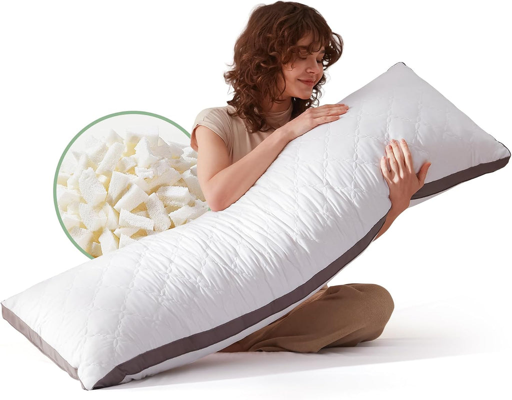 Decroom Memory Foam Body Pillow for Adults, Ultra-Soft Full Body Pillow with Diamond Quilted Cover, Support for Side Sleepers - Machine Was…