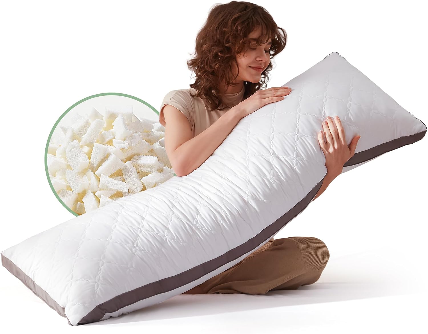 Decroom Memory Foam Body Pillow for Adults, Ultra-Soft Full Body Pillow with Diamond Quilted Cover, Support for Side Sleepers - Machine Was…
